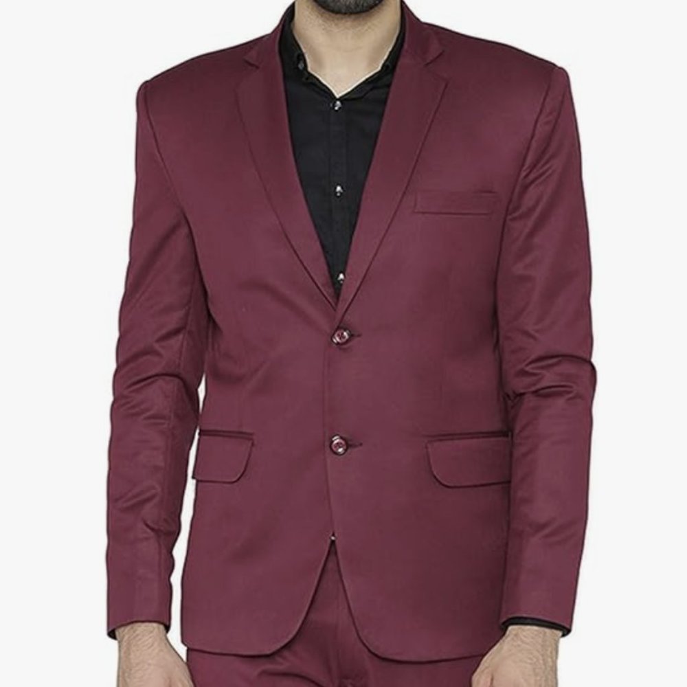 WINTAGE Men's Polyester Cotton Festive and Casual Blazer Coat Jacket Purple s38